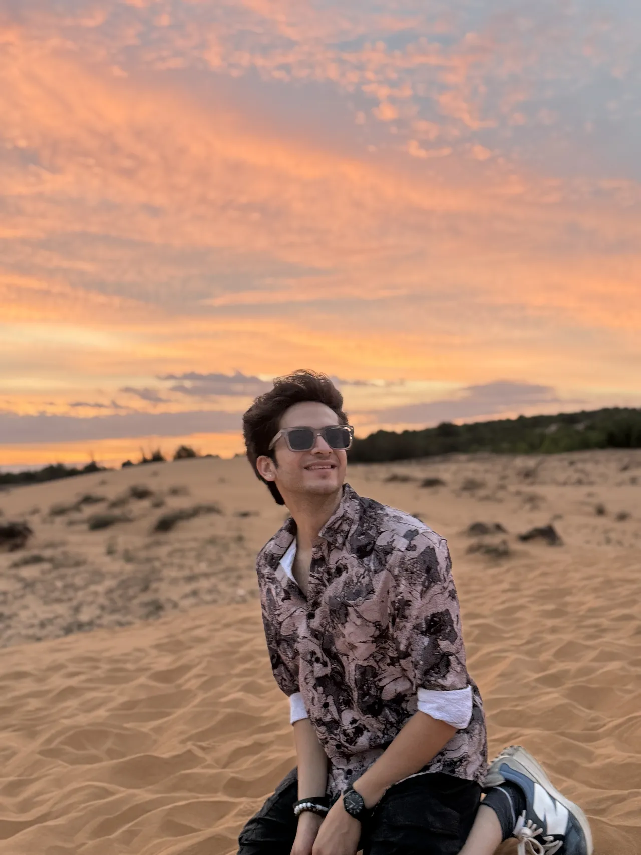 Monil on the sand dunes of Mui Ne at sunset
