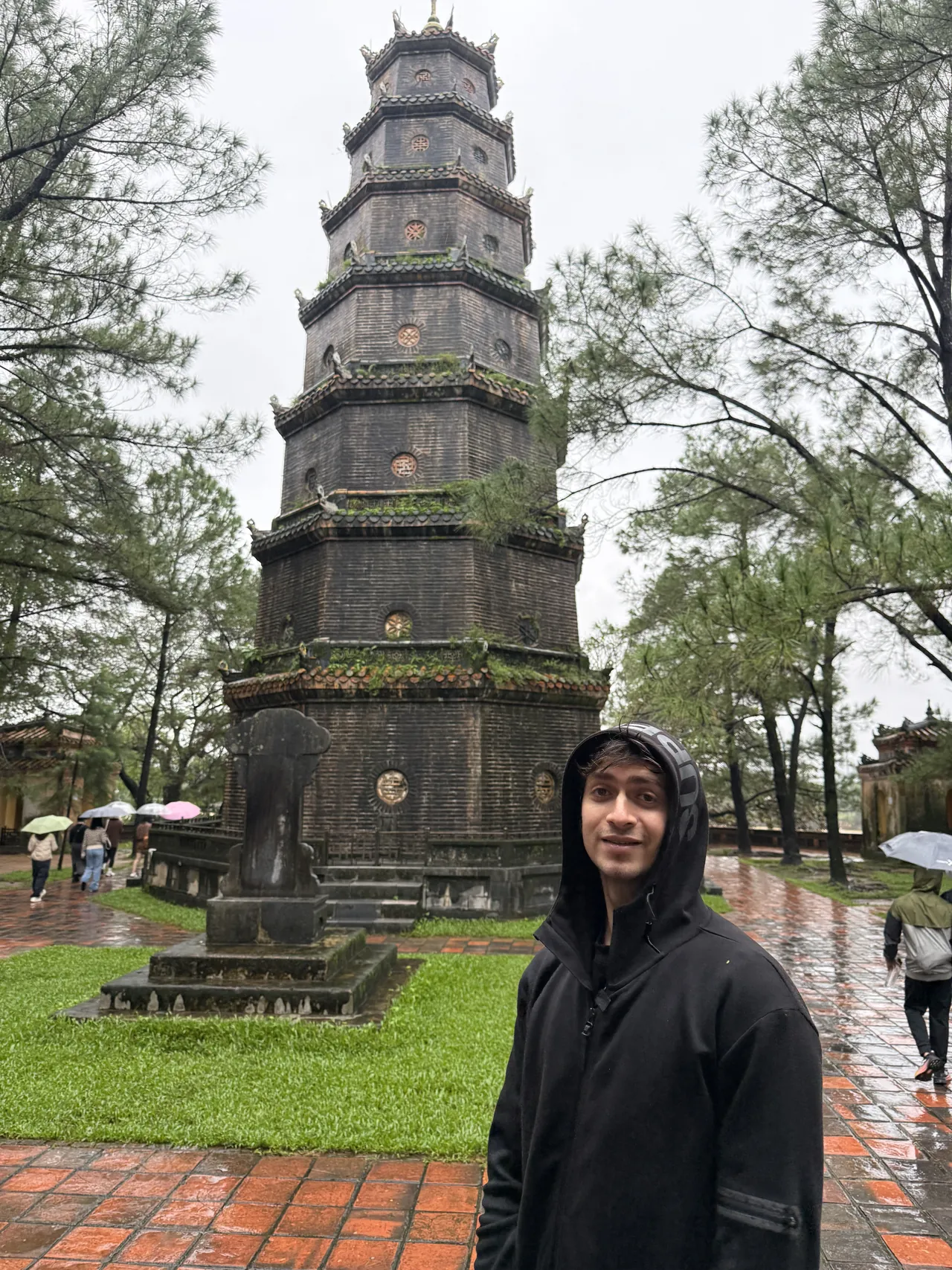 Monil at the Thien Mu pagoda in Hue