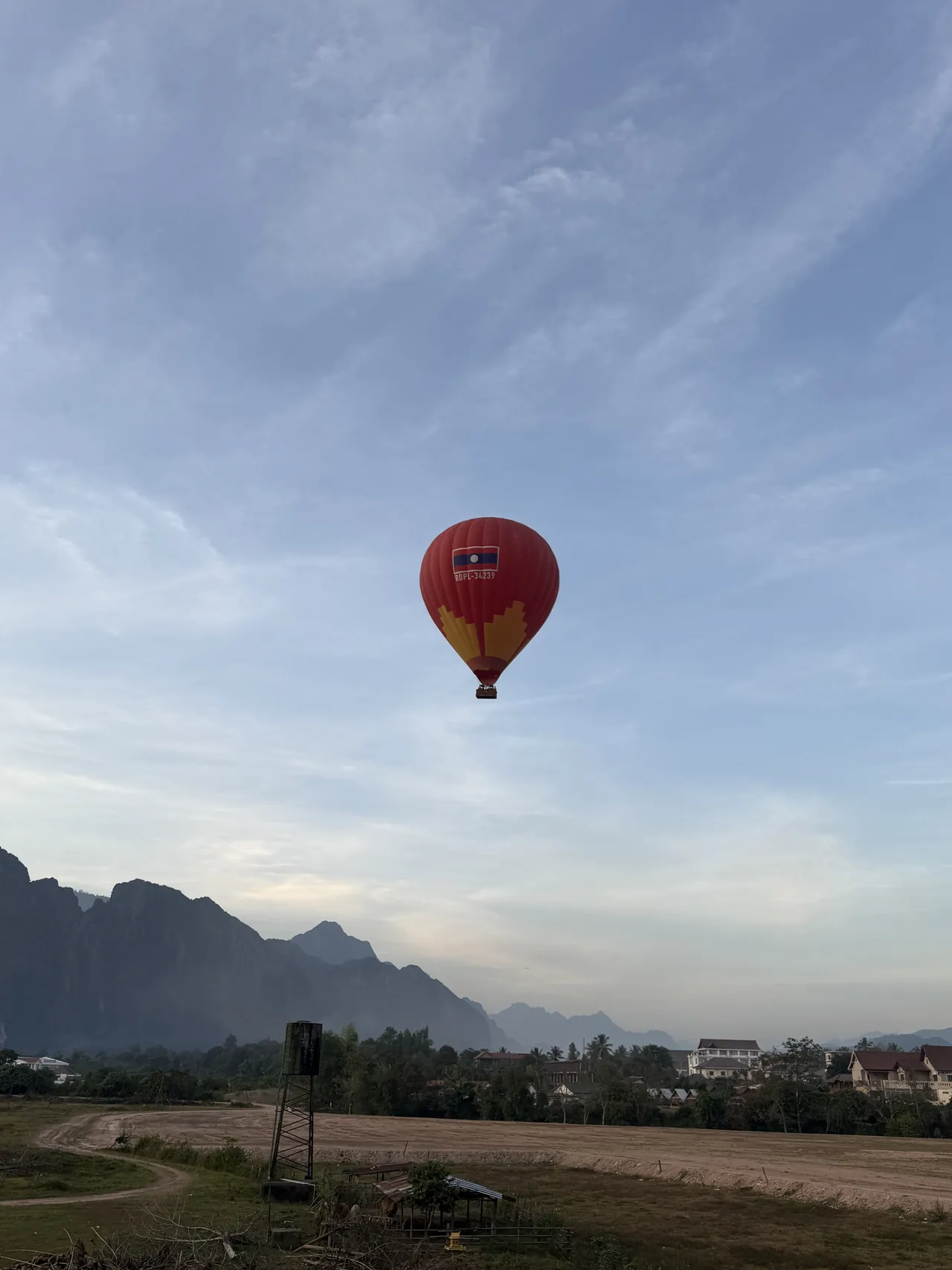 Hot-air balloon over Vang Vieng, Laos