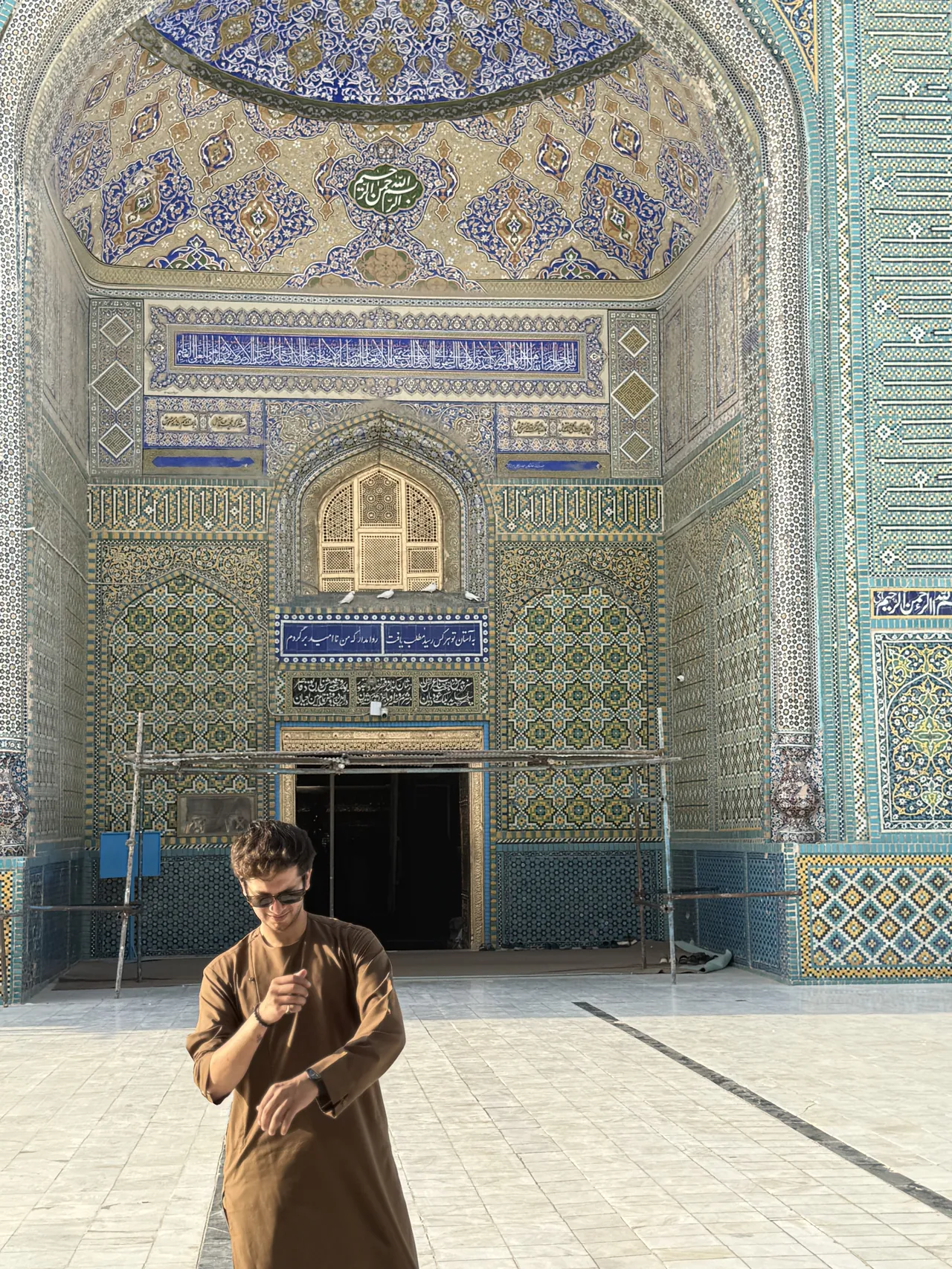 Monil at the tiled Blue Mosque of Mazar-i-Sharif, Afghanistan